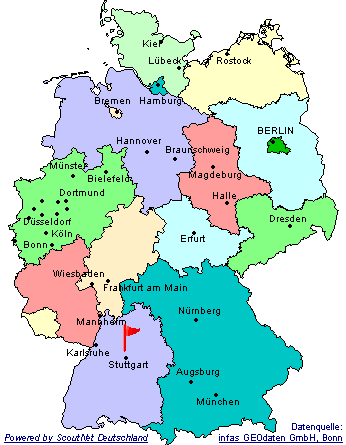 Ort des Stammes in Deutschlandkarte