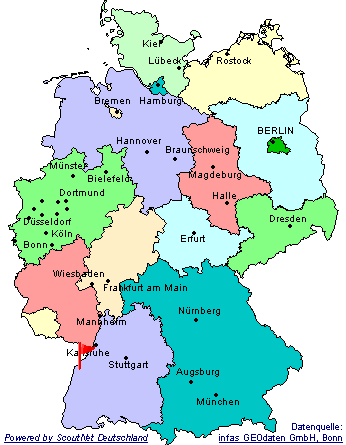 Ort des Stammes in Deutschlandkarte